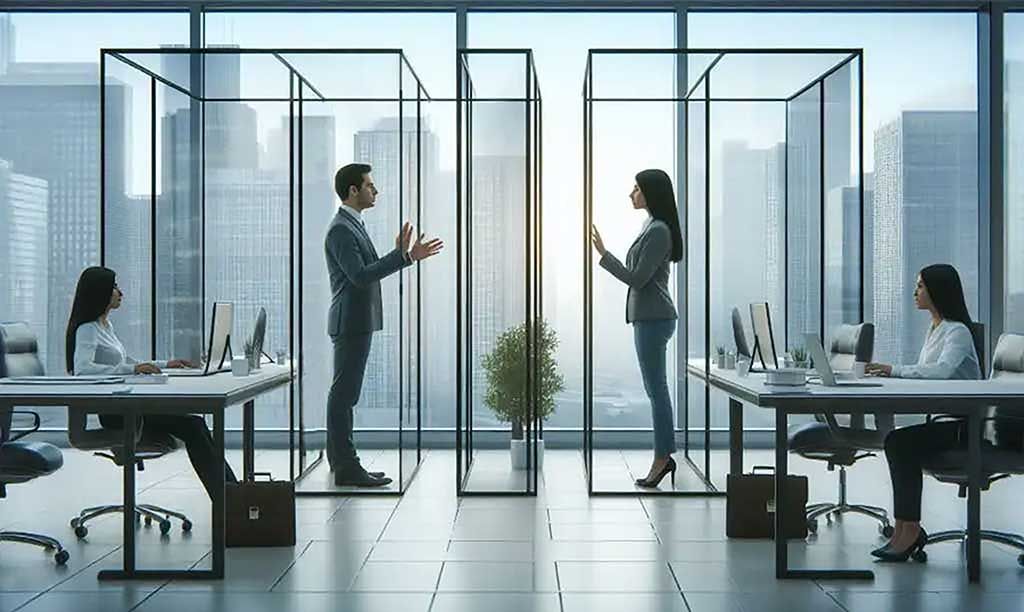 A man and a woman in an office setting with physical barriers limiting communication. International sourcing can be an excellent option for apparel manufacturing, but preparation is necessary. Sending a sourcing inquiry to overseas fashion suppliers requires that your sourcing strategy is prepared for delays caused by regional or cultural holidays, time zone differences, and language barriers. When deciding how to write a sourcing inquiry, take the manufacturer&rsquo;s location into account for your timeline.
