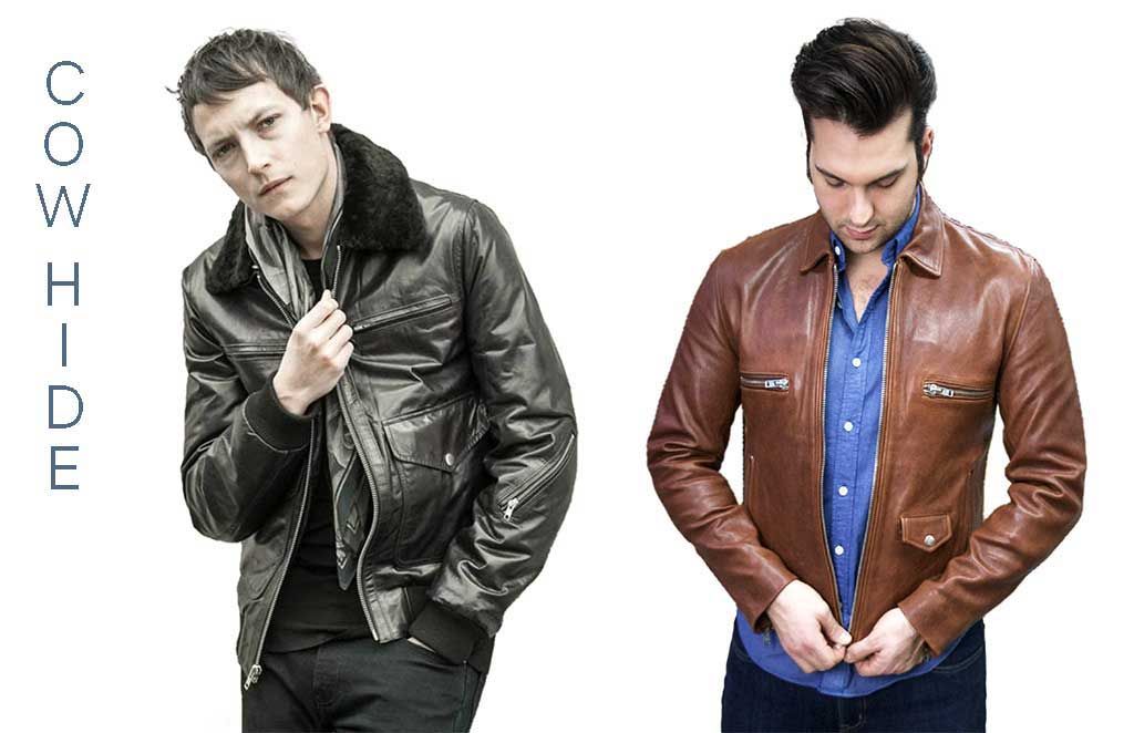 Models wearing cowhide leather jackets from World Source Leather.